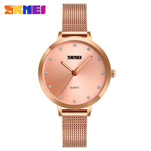 Skmei Women's Quartz Watch Rose Gold Mesh Strap Analog 30M Waterproof 8mm Thin Fashion Casual Wristwatch - Product Image 1