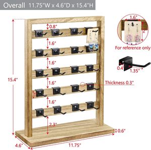 ชั้นวางเครื่องประดับไม้ ที่วางการ์ดต่างหู ที่เก็บเครื่องประดับ - Product Image 6