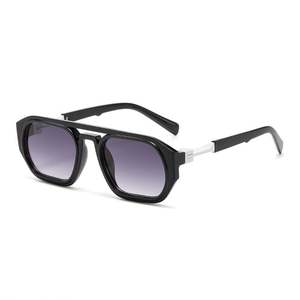 Lunettes de soleil polygonales punk vintage 2025 personnalisées avec logo, double pont, carrées, pour hommes et femmes, protection UV400 - Product Image 6