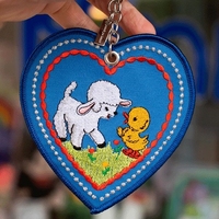 Porte-clés personnalisé en forme de poupée 3D mignonne, brodé, écologique, en forme de rectangle, avec logo personnalisé, en zinc, motifs Panda, Chien, Fruit