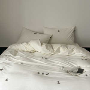 French Style 100% Cotton Washed Four Piece Bedding Set White Milky White Jacquard Duvet <b>Cover</b> Pillowcases Sheets - Product Image 4