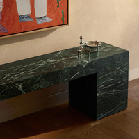 Table console en marbre vert Alpi Cammy Stone, design moderne et luxueux, multifonctionnelle, pour salon, entrée et hôtel