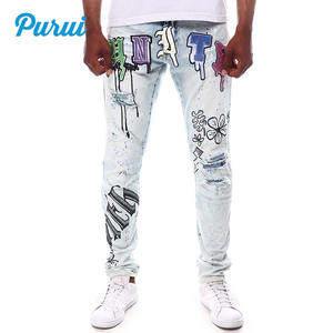 Jeans de Moda para <span class=keywords><strong>Hombre</strong></span>, de Alta Calidad, Elegantes y Ligeros, con Pedrería, Diseño Personalizado con Letras y Logotipo - Product Image 1