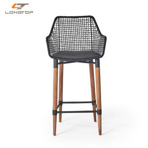 Tabouret de Bar industriel en bois de teck avec fil de velours, meilleur prix - Product Image 3