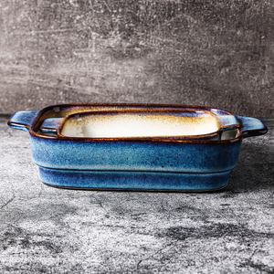 WEIYE set di utensili da forno rettangolari personalizzati per cucinare <span class=keywords><strong>teglia</strong></span> da forno in ceramica casseruola <span class=keywords><strong>teglia</strong></span> per lasagne cottura piatti e padelle <span class=keywords><strong>blu</strong></span> - Product Image 5