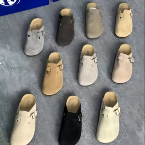 Zapatos de Diseñador de Alta Calidad en Gamuza Genuina, Personalizados, Unisex, Tipo Mule, Birkenstocks, Clogs <span class=keywords><strong>Boston</strong></span> para Mujer, Clogs de Corcho, Pantuflas de Cuero de Lujo - Product Image 1