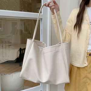 Lazy-style Korean Tote Bag Off White Soft Horizontal <b>Square</b> Magnetic Buckle Everyday Outfits Spring 2025 - Product Image 2