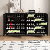 Meuble à chaussures en bois noir de style français, moderne et minimaliste, multifonctionnel, pour l'entrée, rangement pour chaussures, pour la maison, le couloir