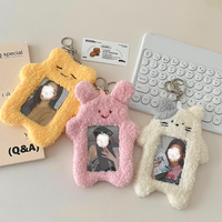 Porte-clés en peluche personnalisé, motif dessin animé mignon, figurine Kpop d'idole coréenne, en tissu de coton, personnalisable, avec ensemble de cartes transparentes
