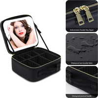 Lucky Case Organisateur de maquillage de voyage pour femmes Trousse de maquillage rose avec miroir d'éclairage LED Sac cosmétique en PU pour le stockage du kit de beauté