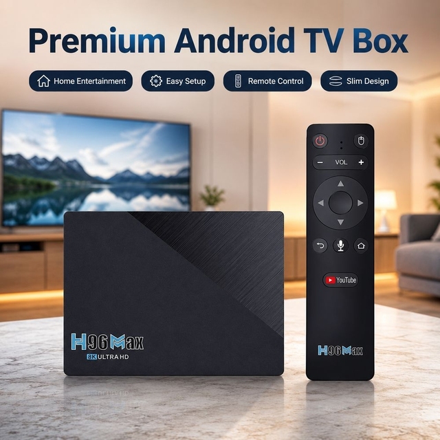 Hutron Android 11 TV Box 4GB RAM 64GB ROM 4K Ultra HD WiFi6 Voice Remote Smart Entertainment