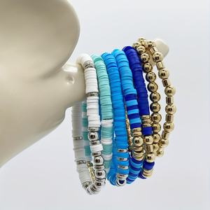 4320 Uds. Cuentas de arcilla azul 6mm espaciador plano de oro y plata de polímero <span class=keywords><strong>para</strong></span> <span class=keywords><strong>pulseras</strong></span> y kit de fabricación de joyas - Product Image 5