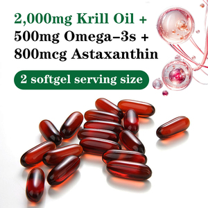 Good Quality Omega 3 EPA DHA Capsules 2000mg Astaxanthin Dietary <b>Supplement</b> Boost Joint Health Krill Oil Softgels GMO Free - Product Image 4