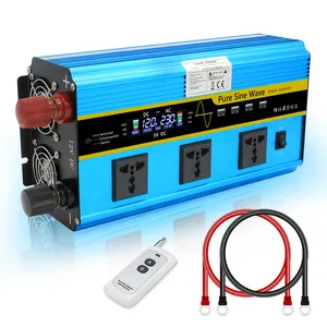 2000w 5000w DC 12V To AC 220V 230v On Off ตารางจอแสดงผล LCD รีโมทคอนโทรล PURE ไซน์เวฟอินเวอร์เตอร์สําหรับบ้าน