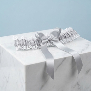 Jarretière de mariée en satin bleu-<span class=keywords><strong>gris</strong></span> pas chère avec nœud décoratif, ceinture de jambe, accessoire cadeau pour demoiselles d'honneur et invitées, fournitures de mariage - Product Image 6