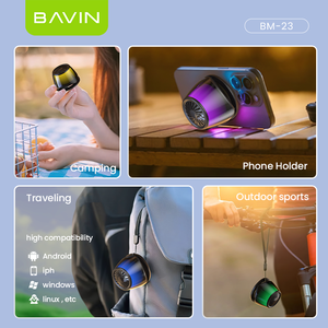 BAVIN Mini pequeño portátil de escritorio al aire libre BM23 Parlantes con altavoz inalámbrico de magnetismo de diente azul - Product Image 6