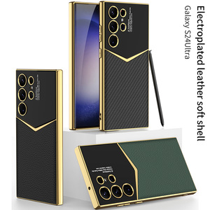 Funda protectora de color sólido galvanizado para <span class=keywords><strong>Samsung</strong></span> S24 Ultra Jazz, funda de teléfono móvil anticaída de cuero liso para S24 Plus - Product Image 2