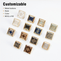 Boutons-pression carrés en alliage de zinc plaqué, 10 mm et 15 mm, personnalisables avec gravure, pour vêtements – Vente en gros
