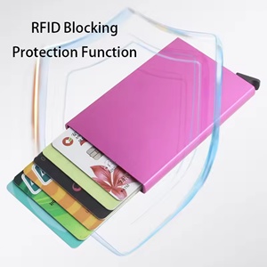 Nouveau porte-cartes bancaire élégant à ouverture automatique avec blocage RFID, logo personnalisé, en alliage d'aluminium, poche à cartes en métal - Product Image 5