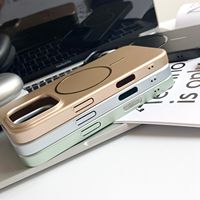 Pour iPhone 17 Pro Max, coque de protection magnétique en TPU + métal antichoc, style Ins, orange