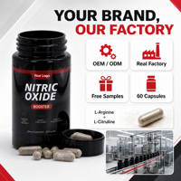 Booster d'oxyde nitrique 500 mg avec L-Arginine pour le soutien de la santé vasculaire, prix d'usine, échantillon gratuit, ODM