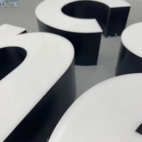 Finition de peinture de voiture noire mate haut de gamme lettres LED blanc chaud pas de garniture en acier inoxydable pour le nom de l'entreprise côté noir pour centre commercial