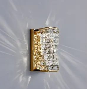 Modern Stainless Steel Indoor decorative Gold Crystal decorate wall sconce bedroom led wall light