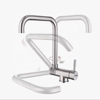 Robinet de cuisine pliable de luxe avec acier inoxydable 304, double poignée, thermostatique, pulvérisation latérale, eau chaude/froide, cartouche en céramique