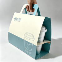 Boîte personnalisée en carton ondulé biodégradable avec poignée en papier kraft découpée, impression dorée pour café, thé, jus et cadeaux