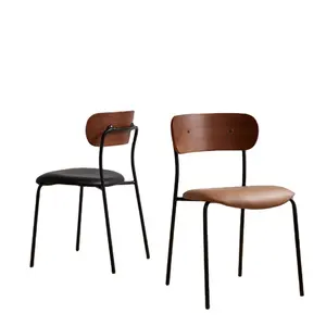 Fabriqué en Chine chaise de salle à manger ergonomique pied en métal chaise de salle à manger moderne chaise de bureau en cuir à dossier haut