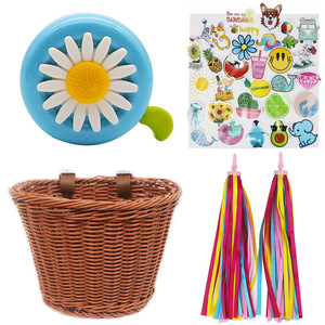 Cesta de <span class=keywords><strong>bicicleta</strong></span> eléctrica para niños, cesta de mimbre de almacenamiento tejida grande y pequeña para Scooter, andador, plástico duradero vegetal - Product Image 2