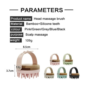 Brosse de <span class=keywords><strong>shampoing</strong></span> en silicone de bambou naturel personnalisée avec logo privé machine de massage machine à gratter anti-démangeaisons du cuir chevelu nettoyer les pellicules - Product Image 2