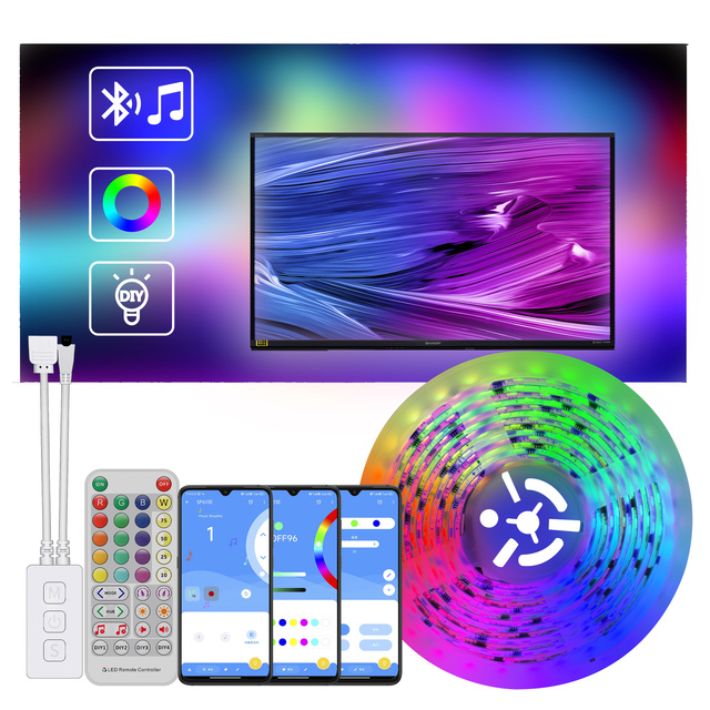 Custom Christmas Ambient Epistar LED Strip Light 5050 RGB USB APP Control Smart Waterproof 8M/10M 12V High CRI 90 3-Year