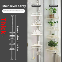 Étagère d'angle murale en acier inoxydable pour douche, résistante à la rouille, avec étagères réglables, sans perçage, pour salles de bain