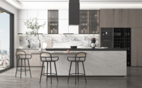 Armoire de cuisine moderne en bois massif, rangement sur mesure, installation facile, nettoyage rapide, durable, imperméable, gain de place