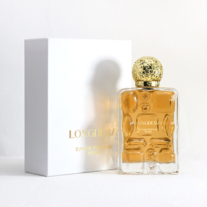 Botella de perfume de vidrio transparente rectangular con diseño acanalado único, vacía, con atomizador, de 30ml, 50ml, 100ml, con tapa. - Product Image 2