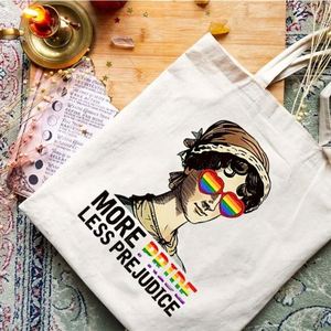 Bolsa de Mano Reutilizable de Gran Capacidad con Diseño de Orgullo LGBT, con la Frase 'Más Orgullo, Menos Prejuicios', Bolsa de Hombro para Regalo - Product Image 4