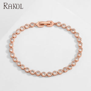 RAKOL BP2214 Classique Nouvelle Mode Zircon Cuivre Diamant Bracelet Femmes Ensemble de Bijoux Chaîne Cadeau - Product Image 5