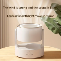 Nouveau modèle 2026 : Miroir de maquillage avec ventilateur circulateur d'air, éclairage LED et oscillation 3D, petit ventilateur portable