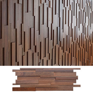 3D thiết kế hiện đại tấm gỗ rắn màu đen Walnut Gạch Mosaic cho nền tường trang trí trong quán cà phê khách sạn biệt thự vv — ảnh 1
