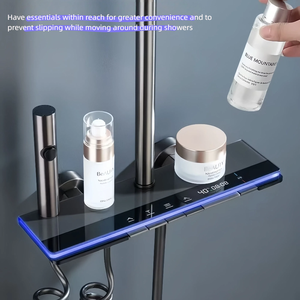 ชุดฝักบัวระบบเทอร์โมสแตติกแบบคีย์เปียโน ปี 2025 พร้อมจอแสดงผลดิจิตอล ไฟสร้างบรรยากาศ ชุดฝักบัวแบบคอมโบ - Product Image 2