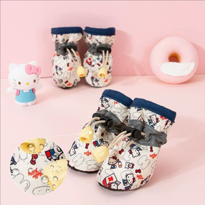 Chaussures pour chiens de petite taille, imperméables, douces, à motif de dessin animé KT, anti-salissures, antidérapantes, bottines pour animaux de compagnie, semelles souples, couvre-chaussures pour chiens pour la marche en extérieur - Product Image 1