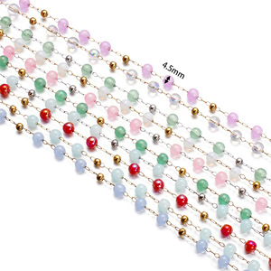 Cadena de cuentas de vidrio de acero inoxidable, suministros para la fabricación de joyería DIY, para pulseras, collares, accesorios para bolsos, rollo de 10 m, cuentas de colores. - Product Image 2