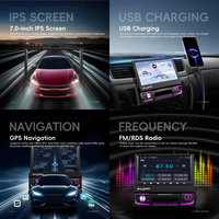 Podofo 1 Din (2 + 64) Android autoradio 7 pouces écran IPS sans fil CarPlay/Android Auto GPS WIFI DSP USB OEM personnalisé autoradio