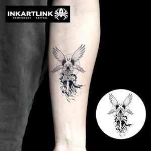 Tatuaje Adhesivo Personalizado de Espada Sagrada de Caballero Arcángel, Resistente al Agua, de Larga Duración (15 Días), Arte Corporal Semipermanente para Brazo de Hombre - Product Image 2