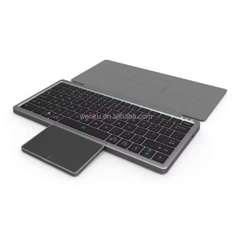 Cocok untuk Tablet/Ponsel iPad Ponsel dengan Casing PU Pad Sentuh Tersembunyi Portabel dengan Keyboard Nirkabel Bluetooth 78 Tombol untuk Mi Pad