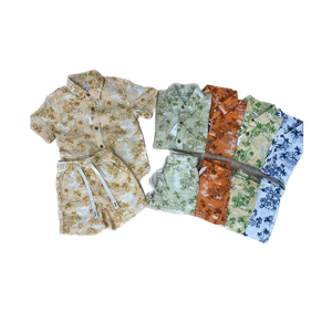 Ensemble enfant imprimé de haute qualité chemises en coton <span class=keywords><strong>lin</strong></span> + shorts garçons enfants ensemble respirant garçons costumes ensembles - Product Image 1