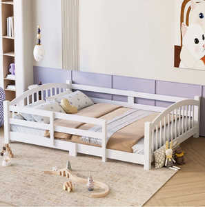 <span class=keywords><strong>Lit</strong></span> <span class=keywords><strong>Montessori</strong></span> complet avec lattes, barrières de sécurité et porte en bois massif - Montage facile pour filles et garçons - Naturel - Product Image 2