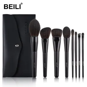 BEILI New 8pcs Professional Luxury Wood Handle Nano Fluffy Powder Makeup Brushes Set with Cometic Bag