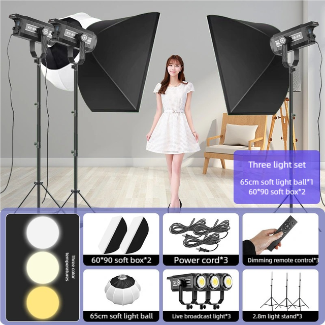 3*300W Cob Photography Light Studio Led Video Light Softbox Box Kit Continuous Light Softbox Live Streaming Stand